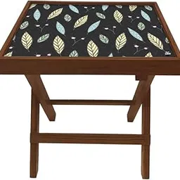 Nutcase Designer Teak Wood Side Table Folding Wooden Bedside Coffee Outdoor Picnic Table - Leaves and Petals-picture-20