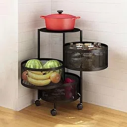 PRIME KRAFTS 3 Layer Fruit and Vegetables Storage Rack with Wheels | Kitchen Spice Rack | Multi-Purpose Storage Trolley for Kitchen Accessories-image-17