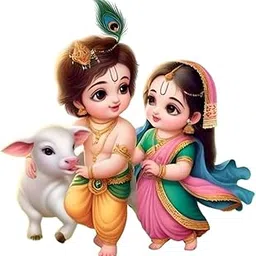 Ruhi Decor Baby Cute Bal Gopal Krishna and Radha with Cow Sticker PVC Stickers Waterproof Laminated Wall Stylish for Living Room-image-20