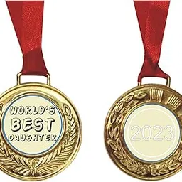 Gifts Bucket Daughters Day Gifts 2.5x2.75 inches Golden Allow Award Medal Daughters Day Gift for Girls - Worlds Best Daughter Medal-image-3