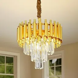 Murphy Radiance 300mm Golden Crystal Pendant Light | Modern Round Ceiling Chandelier for Living Room, Bedroom & Hall (Antique Gold, 3-in-1 LED Plate – Warm White, Natural White, Cool White)-image-51