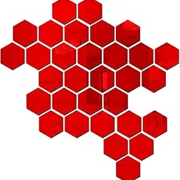 Bikri Kendra Ind - 31 Hexagon red Stickers for Wall Acrylic Mirror Wall Decor Sticker Mirror Stickers-picture-17