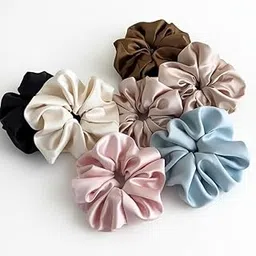 Biipretty 6 Pcs Satin Silk Scrunchies for Women & Girls | Gentle on Hair, No Crease | Assorted Solid Colors Hair Tie Elastics Pack 6-picture-48