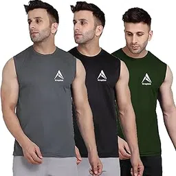 kroptee Stylish Men Cotton Casual Gym Vest (Pack of 3)-picture-12