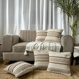 Export House Modern Art Boho Cushion Cover Pack of 2 | Handcrafted Decorative Cusion Cover 24 x 24 Inch Set Without Fillers| Throw Pillow Cover for Home Decor-picture-11