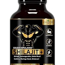 End2End Nutrition Pure Himalayan Shilajit/Shilajeet with Ashwagandha, Gokhru & Safed Musli for Strength, Stamina, Energy and Muscle Gain – 60 Capsules-image-91