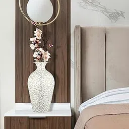 TRENDING DECOR 12 inches Metal Floor Vase for Living Room, Drawing Room & Home Decor, Modern Minimalist Design, Perfect for Dried Flowers.-image-95