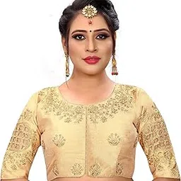 pujia mills Women's Silk Floral Half Sleeve Regular Blouse-picture-12