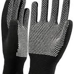 PlayZdict Black and White PVC Cricket Batting Gloves – Dotted Tennis Design for Men with Flexible and Secure Elastic Wrist (XXL)-picture-16