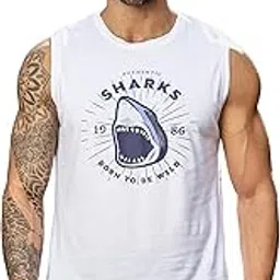 one sky Men's 100% Cotton Sleeveless Tank Top | Typography Printed Round Neck Casual Vest | Pullover Style-picture-49