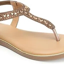 carlton london women's Adjustable Ankle Strap Embellished T-Strap Sandals-picture-18