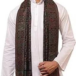 ravaiyaa - attitude is everything Men Jamawar Design Stylish Shawl, Warm and Soft Winter Shawl, Kashmiri Wool Shawl Wraps, Faux Pashmina (Beige Floral, 80L x 30W Inch)-picture-32