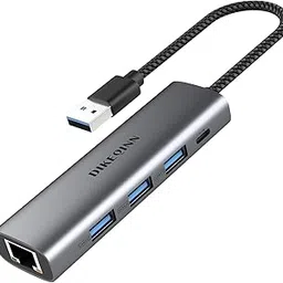DIKEQINN USB A to 3 USB-A 3.0 Ports, with USB C Power Port, Ethernet Adapter 10 100 1000 Gigabit Network Converter for MacBook Pro/Air, iMac, Thinkpad, HP, Dell Pro 13 Premium,Surface Book 3 (USB-A)-picture-31