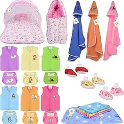 Toddylon New Born Baby Complete Daily Items Combo Infants Sleeping Essential Bedding Set & Newborn Clothes (0-6 Months) Pink-picture-17