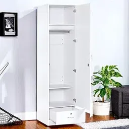 illfordd furniture Tall Storage Cabinet, Single Door Wardrobe, 75 inches Height, White, 12 Months Warranty-picture-15