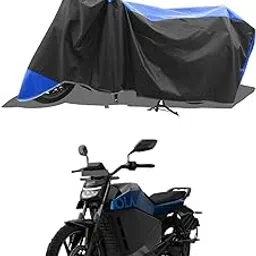 ROMEIZ - Two Wheeler - Bike Cover for Ola Roadster X Plus Electric Bike Cover with Water-Resistant and Dust Proof Premium 210T Fabric_Blue Stripe image 1