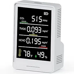 AQItech Professional Indoor Air Quality Monitor with AQI Beep Alarms, 8 in 1 Portable Real-Time Detector for CO2 | TVOC | HCHO | Temperature | Humidity for Home Cars Plants and Pets (Pearl White)-image-67