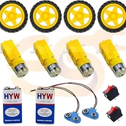 Electronicspices Kit For Little Creators Bo Motor with Wheel + Battery Clip and Battery, 9V + 2 Switch-picture-16