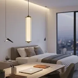 NICO Corporation Modern Hanging Cylinder Pendant Light/Vertical Tube Pendant | Golden Finish | Modern Decorative Ceiling Light for Living Room, Bedroom, Dining & Indoor Spaces-image-50