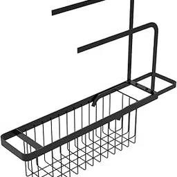 Merishopp Telescopic Sink Shelf Hanger Over Sink Sponge Holder for Soap Brush Dish Rag Black-picture-23