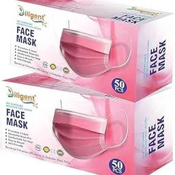 Diligent- We Care For your Life 3-Ply Face Mask | Disposable Protective Non-Woven | Surgical Pollution Mask with Nose Pin & Soft Earloops | Skin-Friendly-picture-25