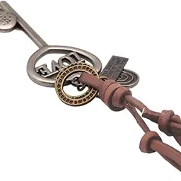 the men thing Vintage Alloy Pendant with Adjustable Pure Leather Cord Necklace for Men & Boys-picture-34