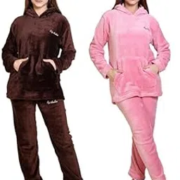 us reload Pack of 2 Woolen Loungewear Sets | Women & Girls Winter Fleece Co-ord Set | Soft Top with Pyjama Pants | Comfortable Nightwear & Cozy Daily Home Wear-picture-19