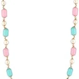 zaveri pearls Mint Green & Pink Beads Embellished Multistrand Fusion Wear Necklace For Women-ZPFK18920-picture-32