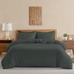 HOMEMONDE Duvet Cover King Bed 210 TC Cotton Comforter Cover with Corner Ties | Quilt Cover | Rajai Cover | Blanket Cover | King Bed (102 x 108 Inches) | 1 Piece Duvet Cover | Dark Grey-picture-29