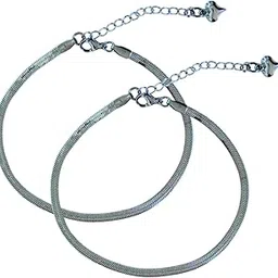 jewilley Stainless Steel Anti-Tarnish Waterproof Snake Chain Anklet for Girls & Women | Gifts for Women & Girls (Quantity - 2)-picture-45
