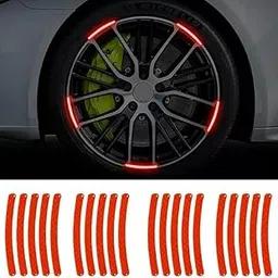 generic Red Anti-Collision Glow in The Dark Wheel Rim Stickers Night Reflective Tape Warning Sticker for Decoration Universal for All Cars Bikes Motorcycles Bicycle Trucks and etc-picture-13