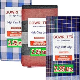 gowri tex Cotton Stitched Lungis Pack Of 3 (Ready To Wear) 2.25Meter-picture-43