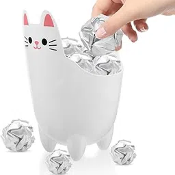 ABOOFAN Cat Shaped Trash Can Desktop Garbage Can Tiny Trash Cartoon Trash Can Cat Trash Storage Can Desk Bin Car Garbage Can Desk Trash Can Mini Storage Bucket White Pen Holder Office Pp-image-1