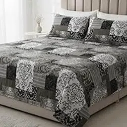 CASA Living King Size Cotton Bedsheet Set with 2 Pillow Covers 180 TC Olive Green Geometric Pattern 250cm X 230 cm Plain Weave All Season-picture-31