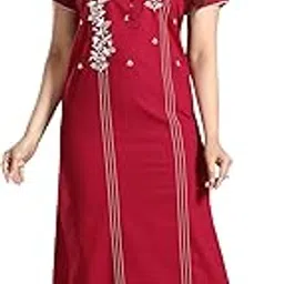 trundz Women's Embroidered Pure Cotton Nighty (334)-picture-25