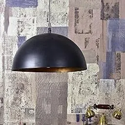 tu casa HG-20 12" Iron Metal Dome Pendent Light - Holder Type e-27 (Size 7x12x27", 220W, Bulb not Included, Black-Gold)-picture-58