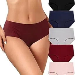 shaperx Seamless Underwear for Women No Show Underwear Women's Bikini Panties Invisible Soft Stretch Panties Plus Size Pack of 5-picture-47