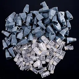 50 Pieces Rj45 Plug Connector + 50 Pieces Boots Cap (Grey)-picture-13