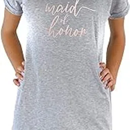 it's your day clothing Rose Gold Bridal Party Women's Soft Bride Tunic Bridesmaid Day Sleep Shirt-picture-36