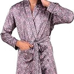 bella babe by sk Men Robe Satin Luxury Robe for men Gown Bohemian Print Nightwear Robes Dressing Robe Night Robe for Men (XL)-picture-31