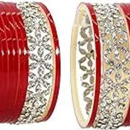 nmii Stylish Red Chuda Set For Women & Girls with Zircon Diamond Stone | Women's Bangles Chooda | Bridal Chuda Set Design Wedding, Party, Marriage | Fashion Jewellery-picture-28