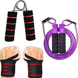 Hand Exercise Gripper, Wrist Bands & Jump Rope Combo for Gym Complete Set Home Gym Men & Women rope-picture-17