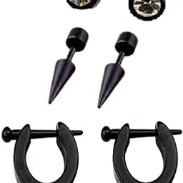 shobhram 2 Pair Combo Earrings for Men and Boys | Stainless Steel Earrings for Boys | ComSTEa-71-picture-13