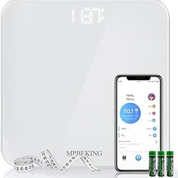 Digital Bathroom Scale, Highly Accurate Digital Body Weight Scale with Bluetooth & Lighted LED Display, Round Corner Design(White)-picture-50