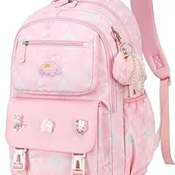 climberty School Backpack for Girls Cute Pink Cartoon Print Backpack Schoolgirls Travel Backpack 15.6 inches Waterproof Oxford Cloth Multi Compartment Backpack Birthday Gift Christmas Gift image 1