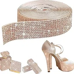 maycreate MAYCREATE® Rose Gold Self Adhesive Rhinestone Ribbon, Bling Crystal Diamond Ribbon Roll Wrap Glittering Rhinestones Sticker for Gift Wrapping, DIY Arts Crafts Projects, Wedding, Party Decor, 1 Yard-picture-20