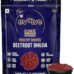 Evolve Beetroot Bhujia, Namkeen - Organic, Guilt Free Munching, Fresh Crunchy Snacks, No Palm Oil or Artificial Colors, Ready to Eat, Masala Flavor - 100g-image-14