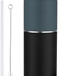 Perch Magic ISI Certified Stainless Steel Water Bottle 1 Ltr | With Dual Cap and Straw Cleaner | Single-Wall Fridge Bottle | BPA Free | Compact & Easy to Carry |For Travel, Gym, School - Black & Grey-picture-27
