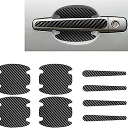 ST logo 8 pcs Car Door Handle Scratch Protectors Carbon Fiber Car Door Handle Bowl Sticker Handle Paint Cover Guard Pad Doors Handles Cup Protective Film for Cars (Black)-image-51