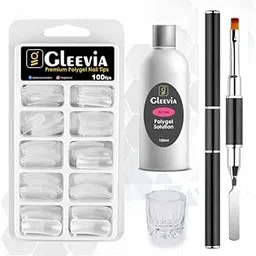Nail Art Extension Combo Kit of Polygel Tips Slip Solution Polygel Brush & Dappen Dish-picture-11